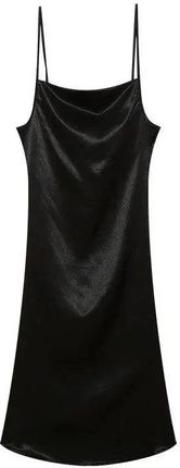 Satynowa sukienka maxi - Czarny XL
