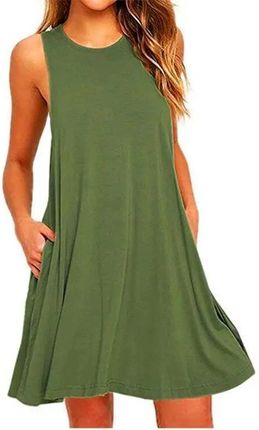 Jednokolorowa sukienka plażowa - Zielony L