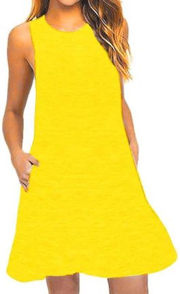 Jednokolorowa sukienka plażowa - Żółty S