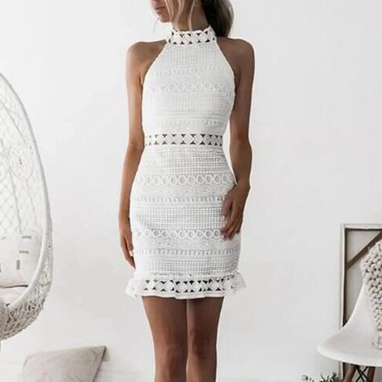 Sukienka koronkowa - Biały L