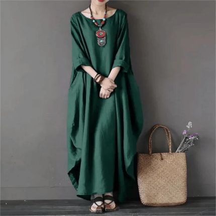Długa luźna sukienka - Zielony XL