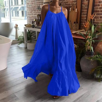 Sukienka plażowa maxi - Niebieski XL