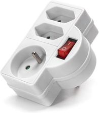 Aigostar Francuski Adapter Trójdrożny Z Wyłącznikiem 2x16A + 1x2,5A Biały B20102M3R