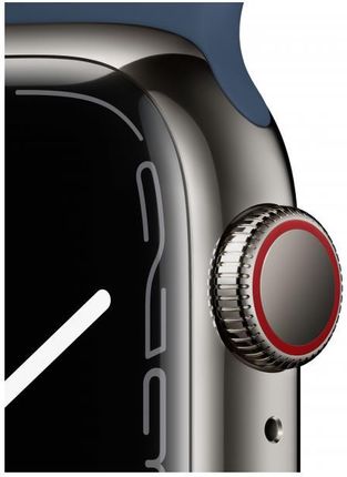 Apple Watch Series 7 Cellular Koperta 41mm ze stali nierdzewnej w kolorze grafitowym z paskiem sportowym w kolorze niebieskim (MKJ13FDA)