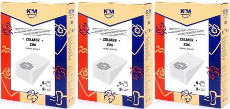 K&M 15X Worki Papierowe Do Zelmer Z06 1010  Meteor Admiral Compact