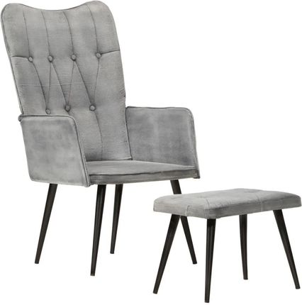 Zakito Europe Fotel Z Podnóżkiem Szary 55X43X97 Cm