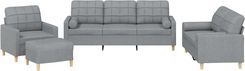 Zakito Europe Zestaw Wypoczynkowy Jasnoszary 3+2+1 Z Podnóżkiem O Wymiarach 198X77X80 Cm - zdjęcie 1