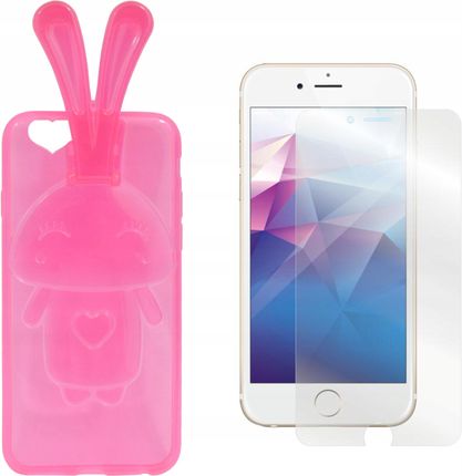 Gsm Hurt Etui Obudowa Pokrowiec Case Do Apple Iphone 6 6S 3D Bunny Różowe I Szkło