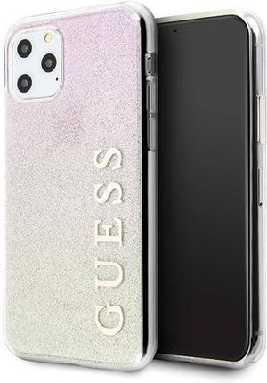 Guess Oryginalne Etui Iphone 11 Pro Max Hard Case Gradient Glitter Złoto Różowe