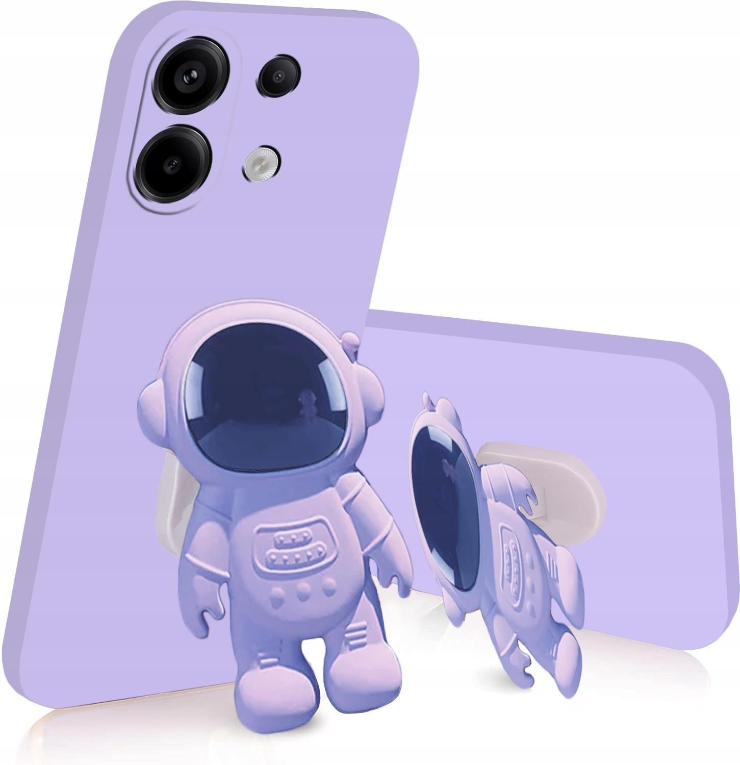 Wousunly Compatibile con Cover Redmi 13 Silicone TPU Antiurto,Custodia Xiaomi Redmi 13 4G con Supporto Astronauta 3D Sottile Anti-Graffio Case (Bianco