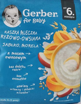 Nestle Gerber Kaszka Mleczna Ryżowo-Owsiana Jabłko Morela Po 6. Miesiącu 160G