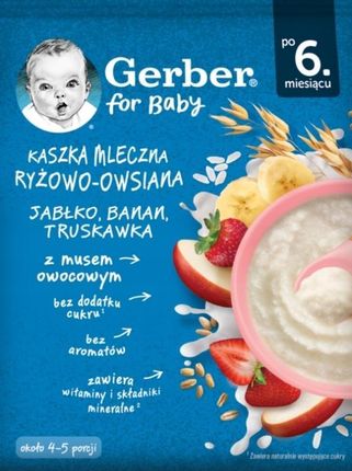 Nestle Gerber Kaszka Mleczna Ryżowo-Owsiana Jabłko Banan Truskawka Po 6. Miesiącu 160G