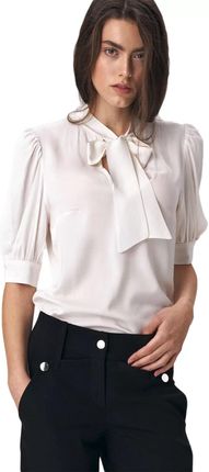 Elegancka Bluzka Ecru z Wiązaniem na Dekolcie - B107 XL (42) ecru