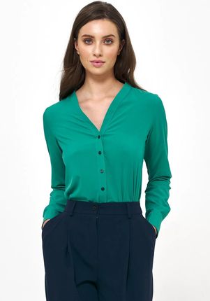 Zielona Elegancka Bluzka z Długim Rękawem - B151 L (40) zielony