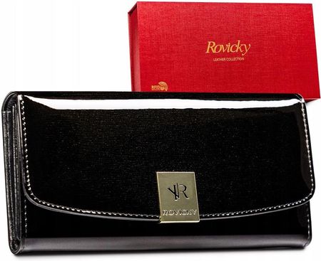 Duży lakierowany portfel damski z systemem RFID Protect Rovicky
