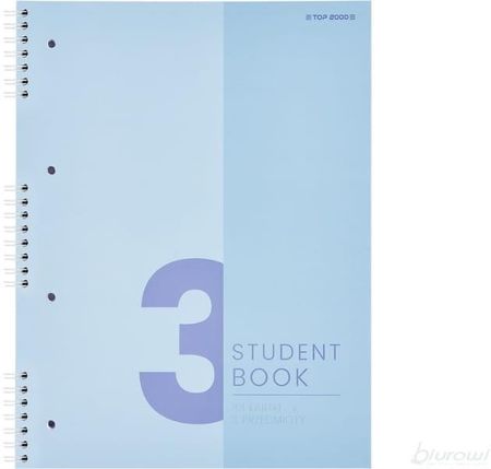 Top 2000 Kołozeszyt Student Book 3 Registry A4 Kratka 100 Kartek 70G Niebieski