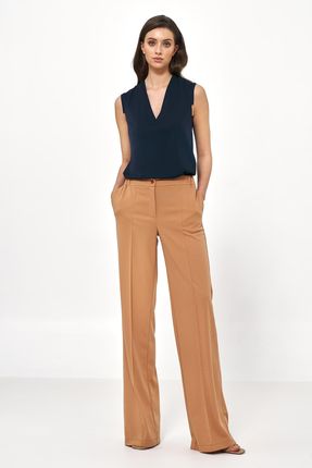 Karmelowe spodnie loose cut - SD77 (kolor karmel, rozmiar 40)