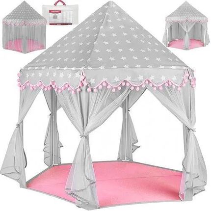 Kruzzel Wielki Namiot Dla Dzieci "Kruzzel" Szaro-Różowy Z Motywem Gwiazdek