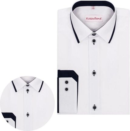 Koszula Męska Młodzieżowa Chłopięca Biała Do Garnituru Slim 172