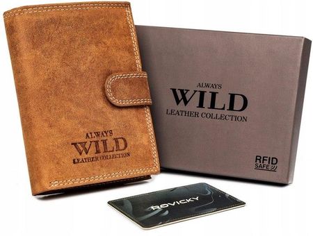 Męski portfel skórzany z zewnętrzną kieszonką do płatności Always Wild
