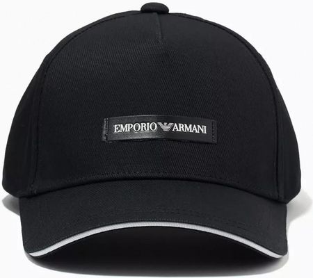 EMPORIO ARMANI efektowna czapka z daszkiem bejsbolówka NERO