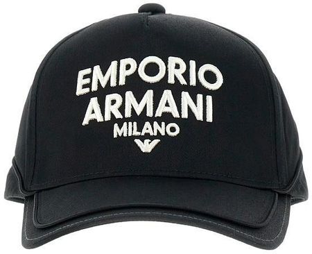 EMPORIO ARMANI MILANO markowa czapka z daszkiem sygnowana BLACK