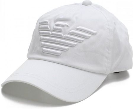 EMPORIO ARMANI efektowna czapka z daszkiem bejsbolówka WHITE