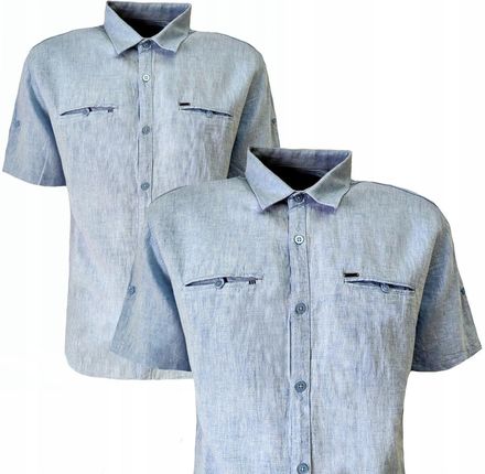 Koszula męska bawełna przewiewna na lato JEAN PIERE BLUE XL