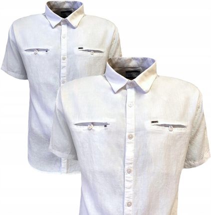 Koszula męska bawełna przewiewna na lato JEAN PIERE WHITE XL