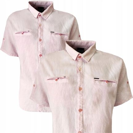Koszula męska bawełna przewiewna na lato JEAN PIERE PINK XL