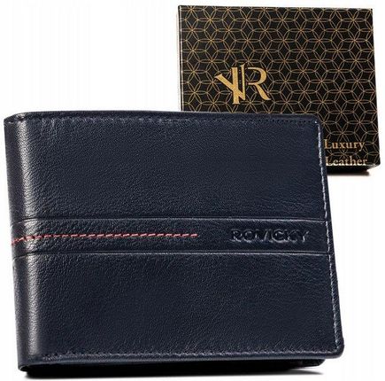 Duży, skórzany portfel męski z systemem RFID Rovicky