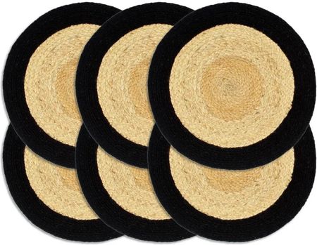 Zakito Home Podkładki Plecione Ręcznie 6 Sztuk 38cm Naturalny/Czarny