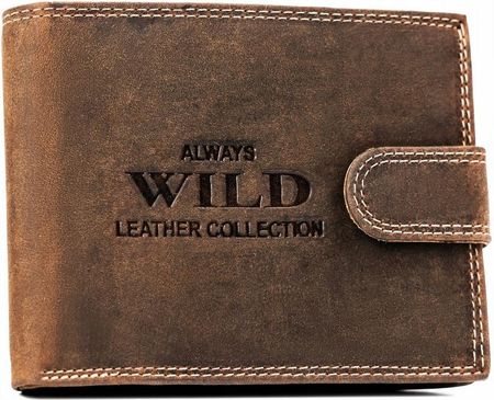 Duży portfel męski ze skóry naturalnej zapinany na zatrzask - Always Wild