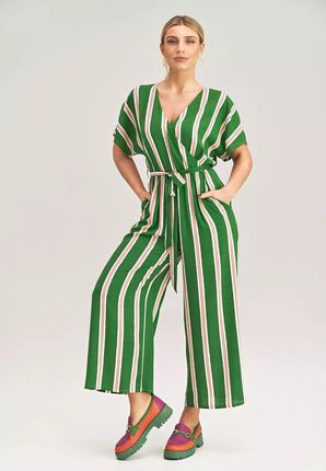 Stylowy kombinezon damski w modne wzory (Zielony, S/M)