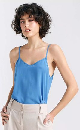 Elegancka damska bluzka top na ramiączkach (Niebieski, L)