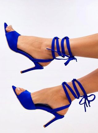 Sandałki na szpilce wiązane GENNARO BLUE 40