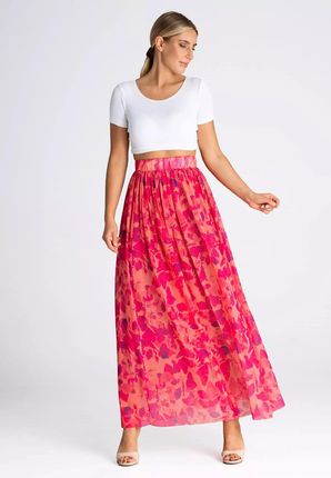 Spódnica maxi w kolorowe wzory (Różowy, S/M)