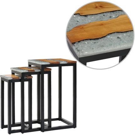 Zakito Home Stoliki Wsuwane Pod Siebie Z Drewna Tekowego Zestaw 3 Szt. ZH281648