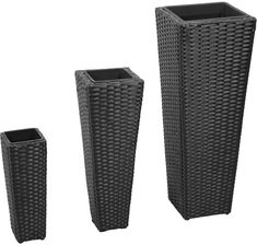 Zakito Zestaw Donic Polirattanowych 3 Rozmiary Czarny Pe+Stal 30X30X80cm ; 21X21X60cm ; 14X14X40cm Z40534