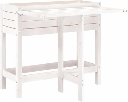 Zakito Donica Ogrodowa Ze Składanym Blatem Lite Drewno Sosnowe Biały 84X73X75cm Z825122