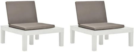 Zakito Krzesła Wypoczynkowe Ogrodowe Białe Z Brązowymi Poduszkami 78X78X70cm Z3054424