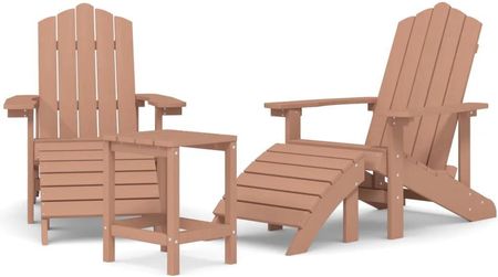 Zakito Krzesła Ogrodowe Adirondack Z Podnóżkami I Stolikiem Brązowe Hdpe 73X83X92cm Z3095714