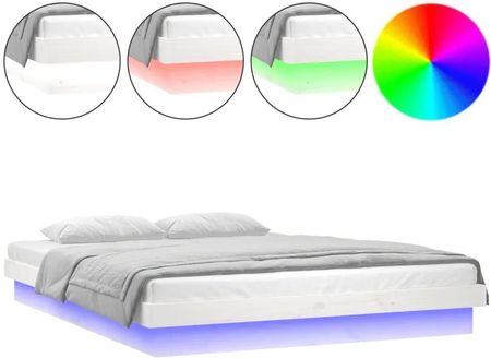 Zakito Home Rama Łóżka Led 120x190 Biały Lite Drewno Sosnowe ZH820008