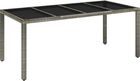 Zakito Stół Ogrodowy Szklany Polirattan Szary 190X90X75cm Z319904