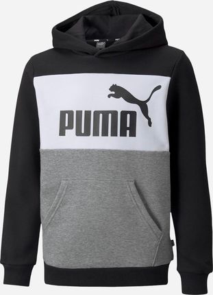 Puma Bluza z kapturem chłopięca ESS Block Hoodie FL B 84908101 Czarny/Biały
