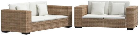 Zakito Europe Zestaw Sof Rattanowych 3+2 Naturalny Śmietankowy 200x80x61cm (ZE274359)