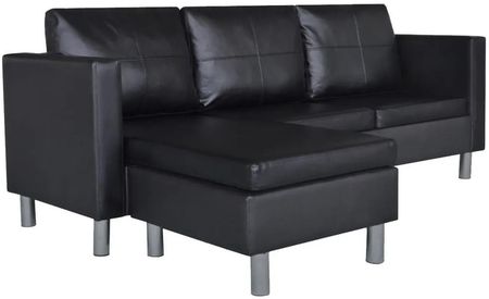 Zakito Europe Sofa Narożna Z Szezlongiem Czarna Skóra Syntetyczna 188x122x77cm (ZE241979)