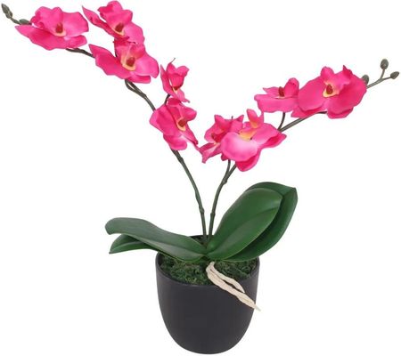 Zakito Europe Sztuczna Orchidea Czerwona 30cm 4 Liście 9 Kwiatów (ZE244421)