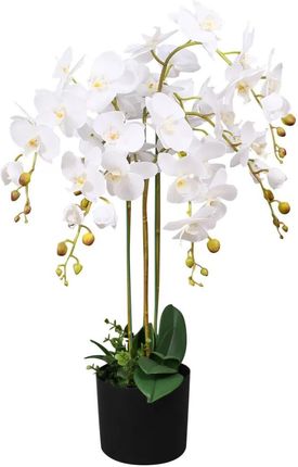 Zakito Europe Sztuczna Orchidea Biała 75cm 9 Liści 43 Kwiaty (ZE244425)