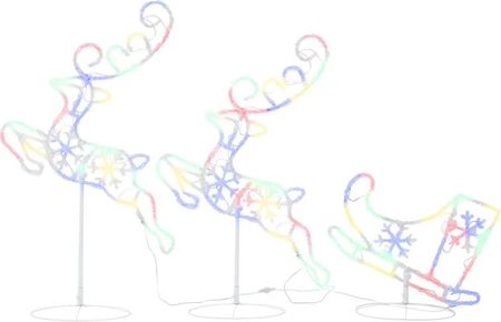 Zakito Europe Dekoracyjne Renifery Świąteczne Z Saniami 260x21x87cm Biały (ZE328512)